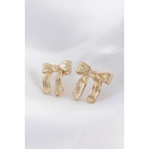 Dodes Dodes Pirinç Gold Renk Çizgi Detay Fiyonk Küpe TG27BKP8934