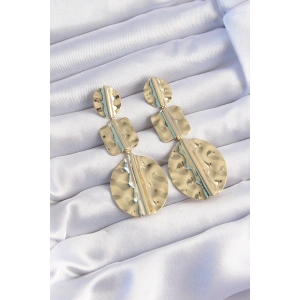 Dodes Dodes Pirinç Gold Renk Geometrik Ezme Plaka Küpe TG27BKP9244