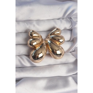 Dodes Dodes Pirinç Gold Renk İri Bombeli Kelebek Küpe TG27BKP9111