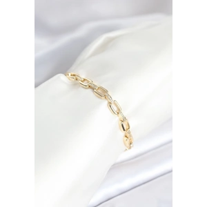 Dodes Dodes Pirinç Gold Renk Kare Zincir Model Zirkon Taşlı Kadın Bileklik TG27BB8030