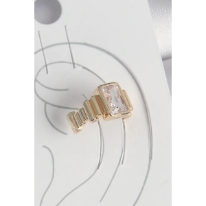 Dodes Dodes Pirinç Gold Renk Kare Zirkon Taşlı Kadın Kıkırdak Küpe TG27BKP10586