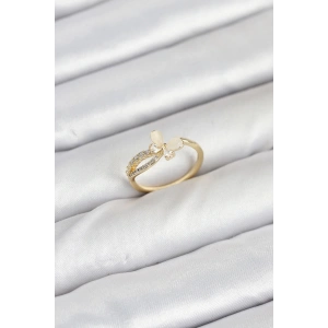 Dodes Dodes Pirinç Gold Renk Kelebek Zirkon Taşlı Kadın Yüzük TG27BYK3854