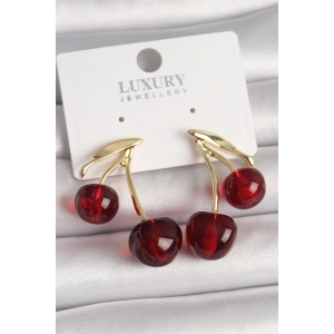 Dodes Dodes Pirinç Gold Renk Kırmızı Kiraz Model Kadın Küpe TG27BKP10460