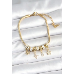 Dodes Dodes Pirinç Gold Renk Kutup Yıldızı Charmlı Kadın Bileklik TG27BB7991