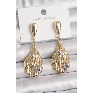 Dodes Dodes Pirinç Gold Renk Sallantı Damla Model Gümüş Top Detay Kadın Küpe TG27BKP10068