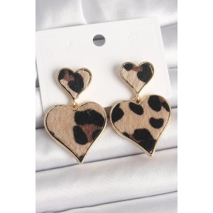 Dodes Dodes Pirinç Gold Renk Sallantı Leopar Kalp Model Kadın Küpe TG27BKP10339