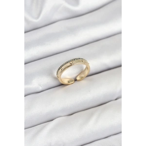 Dodes Dodes Pirinç Gold Renk Sıralı Zirkon Taşlı Kutup Yıldızı Model Kadın Yüzük TG27BYK3836