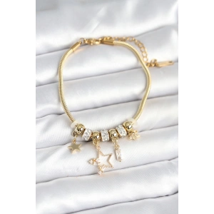 Dodes Dodes Pirinç Gold Renk Yıldız Charmlı Kadın Bileklik TG27BB7993