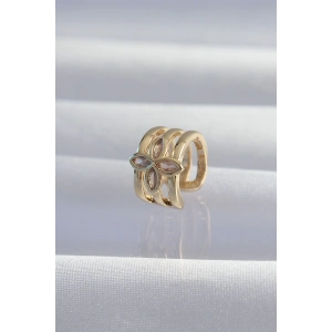 Dodes Dodes Pirinç Gold Renk Yonca Earcuff Küpe TG27BKP9331