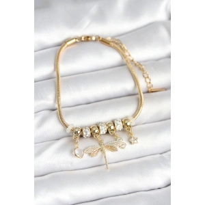 Dodes Dodes Pirinç Gold Renk Yusufçuk Charmlı Kadın Bileklik TG27BB7995
