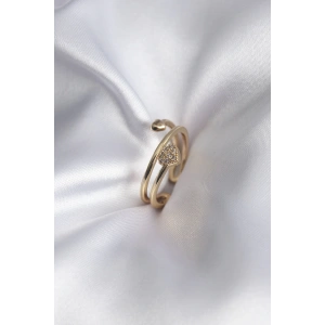 Dodes Dodes Pirinç Gold Renk Zirkon Taş Detay Kalp Model Kadın Yüzük TG27BYK3015