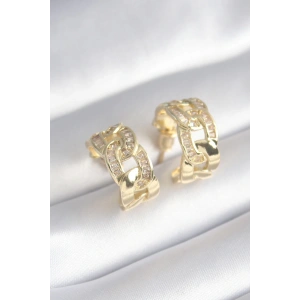 Dodes Dodes Pirinç Gold Renk Zirkon Taş Detay Zincir Model Kadın Küpe TG27BKP8452