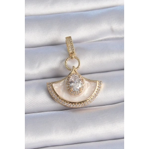 Dodes Dodes Pirinç Gold Renk Zirkon Taş Detaylı Beyaz Mineli Ajda Charm TG27BC1009