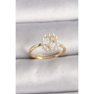 Dodes Dodes Pirinç Gold Renk Zirkon Taş Detaylı İncili Ayarlanabilir Yüzük TG27BYK3541