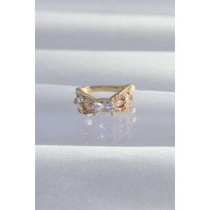 Dodes Dodes Pirinç Gold Renk Zirkon Taş Kaplama Earcuff Küpe TG27BKP9337