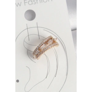 Dodes Dodes Pirinç Gold Renk Zirkon Taşlı 3Lü Sıralı Model Kadın Kıkırdak Küpe TG27BKP10580