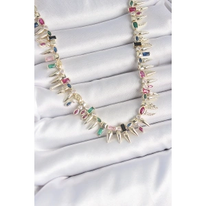 Dodes Dodes Pirinç Gold Renk Zirkon Taşlı Diken Model VIP Seri Kadın Kolye TG27BKO10203