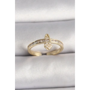 Dodes Dodes Pirinç Gold Renk Zirkon Taşlı İnci Detay Kilit Kalp Figür Ayarlanabilir Yüzük TG27BYK3537