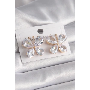 Dodes Dodes Pirinç Gold Renk Zirkon Taşlı Kelebek Model Kadın Küpe TG27BKP11248