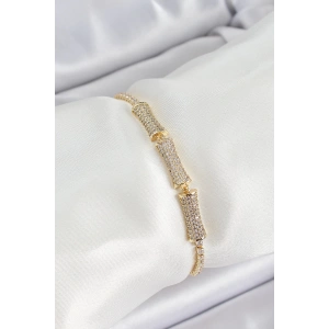 Dodes Dodes Pirinç Gold Renk Zirkon Taşlı Kemik Model Kadın Bileklik TG27BB7070