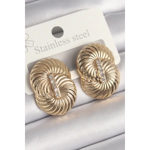 Dodes Dodes Pirinç Gold Renk Zirkon Taşlı Sarmal Model Kadın Küpe TG27BKP10241