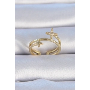 Dodes Dodes Pirinç Gold Renk Zirkon Taşlı Yıldız Model Kadın Yüzük TG27BYK3328