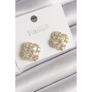 Dodes Dodes Pirinç Gold Renk Zirkon Taşlı Yonca Model Kadın Küpe TG27BKP9850
