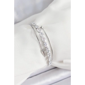 Dodes Dodes Pirinç Gümüş Renk Arpa Zirkon Taşlı Kadın Bileklik TG27BB7064