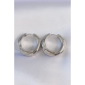 Dodes Dodes Pirinç Gümüş Renk Asimetrik Kıvrım Küpe TG27BKP8975