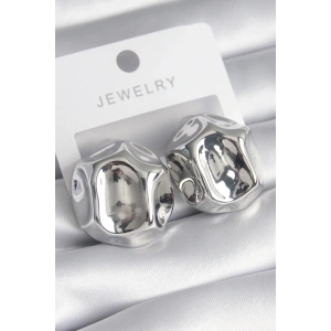 Dodes Dodes Pirinç Gümüş Renk İşlemeli Top Model Kadın Küpe TG27BKP8558