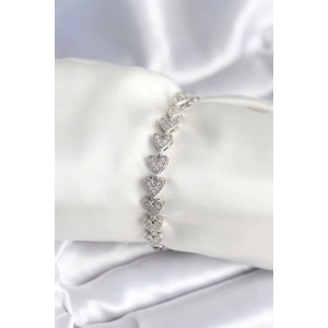 Dodes Dodes Pirinç Gümüş Renk Kalp Model Kadın Bileklik TG27BB7981