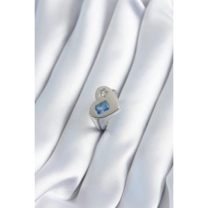 Dodes Dodes Pirinç Gümüş Renk Kalp Model Yıldız Zirkon Taş Detay Kadın Yüzük TG27BYK2894