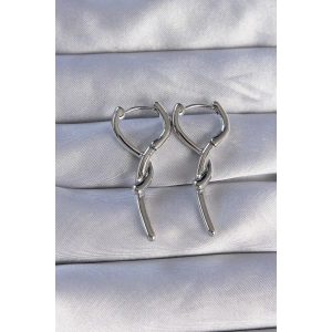 Dodes Dodes Pirinç Gümüş Renk Sarmal Çubuk Tasarımlı Uzun Küpe TG27BKP9085