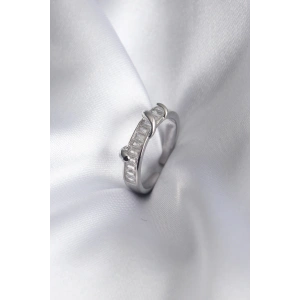 Dodes Dodes Pirinç Gümüş Renk Su Yolu Zirkon Taşlı Kadın Yüzük TG27BYK2914