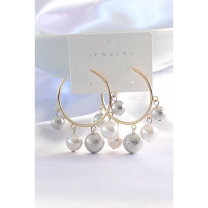 Dodes Dodes Pirinç Gümüş Renk Topçuk Model Gold Renk Halka Küpe TG27BKP8907