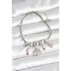 Dodes Dodes Pirinç Gümüş Renk Yaşam Ağacı Charmlı Kadın Bileklik TG27BB7990