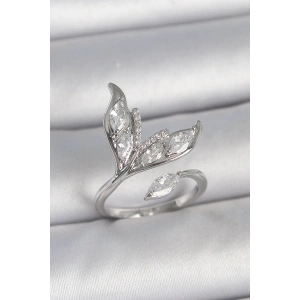 Dodes Dodes Pirinç Gümüş Renk Zirkon Taşlı Balık Kuyruğu Model Ayarlanabilir Kadın Yüzük TG27BYK3744