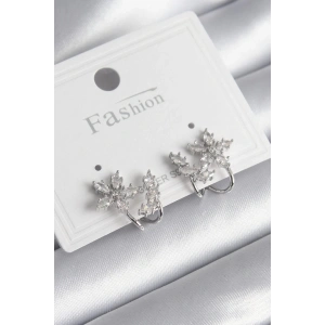 Dodes Dodes Pirinç Gümüş Renk Zirkon Taşlı Çiçek Model Kadın Küpe TG27BKP9746