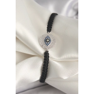 Dodes Dodes Pirinç Gümüş Renk Zirkon Taşlı Göz İşlemeli Figür Asansörlü Makrome Model Kadın Bileklik TG27BB6793