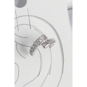 Dodes Dodes Pirinç Gümüş Renk Zirkon Taşlı Kadın Kıkırdak Küpe TG27BKP10556