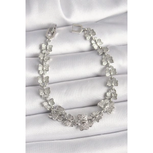 Dodes Dodes Pirinç Gümüş Renk Zirkon Taşlı Kelebek Model Zincir Kadın Bileklik TG27BB6835