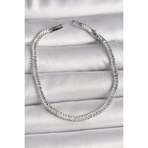 Dodes Dodes Pirinç Gümüş Renk Zirkon Taşlı Su Yolu Model Kadın Bileklik TG27BB6726