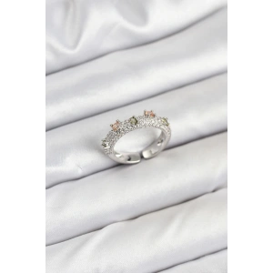 Dodes Dodes Pirinç Gümüş Renk Zirkon Taşlı Vintage Kadın Yüzük TG27BYK3863