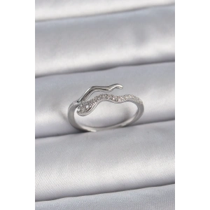 Dodes Dodes Pirinç Gümüş Renk Zirkon Taşlı Yılan Ayarlanabilir Model Kadın Yüzük TG27BYK3369