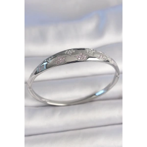 Dodes Dodes Pirinç Gümüş Renk Zirkon Taşlı Yıldız İşlemeli Kadın Kelepçe TG27BB6919