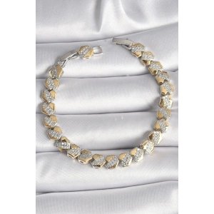 Dodes Dodes Pirinç Mix Renk Kalp Model Zirkon Taşlı VIP Seri Kadın Bileklik TG27BB6494