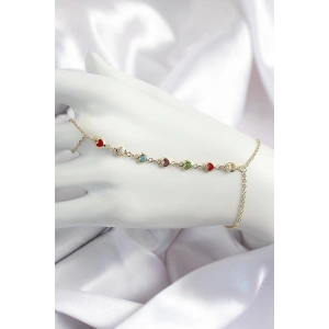 Dodes Dodes Pirinç Renkli Kalpli Zirkon Taşlı Y Model Gold Renk Kadın Şahmeran TG27SN680