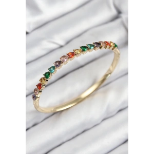 Dodes Dodes Pirinç Renkli Zirkon Taşlı Kalp Model Gold Renk Kadın Kelepçe TG27BB7682