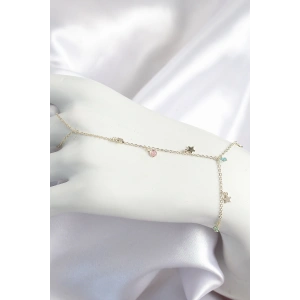 Dodes Dodes Pirinç Renkli Zirkon Taşlı Sallantılı Yıldızlı Model Gold Renk Kadın Şahmeran TG27SN707