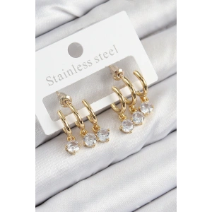 Dodes Dodes Pirinç Sallantılı Zirkon Taşlı Model Gold Renk Kadın Küpe TG27BKP11097